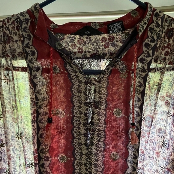 Vintage 60’s 70s Sheer Cotton Gauze Dress Hippie Boho Festival Made in India - Picture 2 of 5